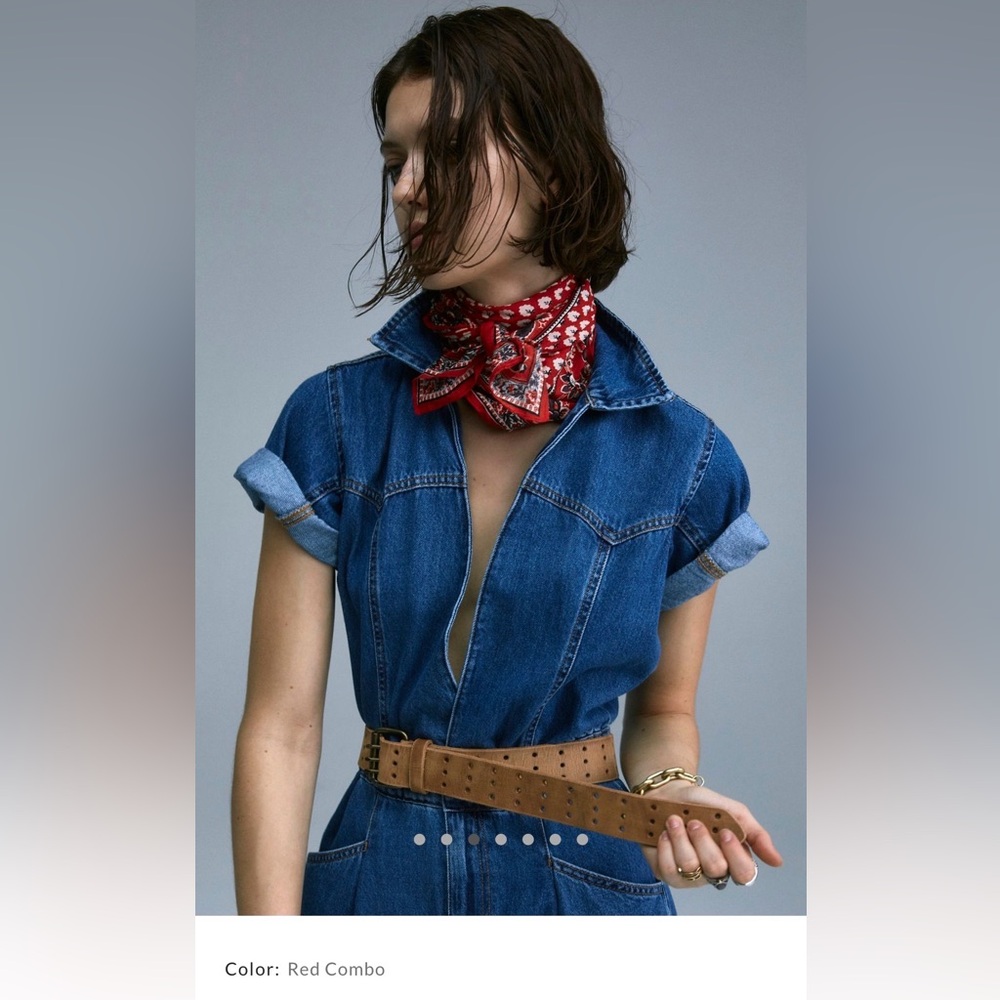 Free People Red Bandana Neck Scarf